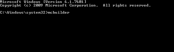 Exécutez mcbuilder dans l'invite de commande Windows 7