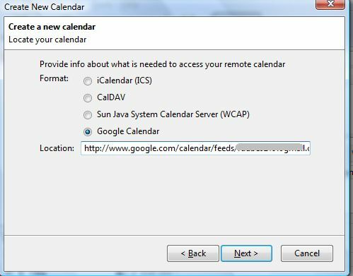 Comment configurer Mozilla Sunbird en tant que client de bureau pour Google Calendar sunbird6