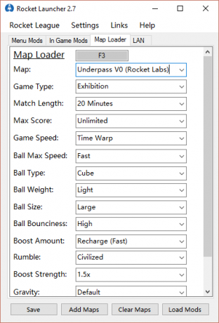 Rocket League Rocket Launcher Mod Paramètres de jeu personnalisés