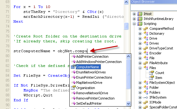 écriture de scripts Windows