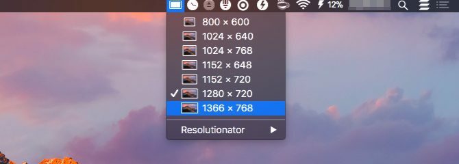 applications de barre de menu de resolutionator-Mac