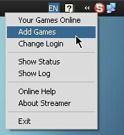 Menu contextuel StreamMyGame