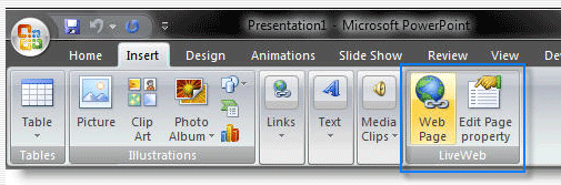 Complément PowerPoint LiveWeb