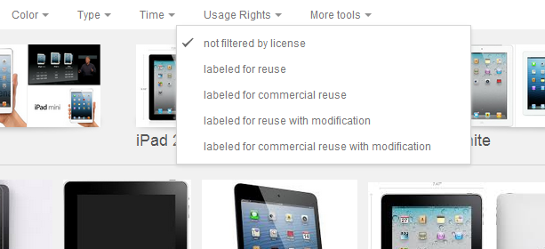 Trouver des images légales sur Google avec un nouveau filtre ipad cc