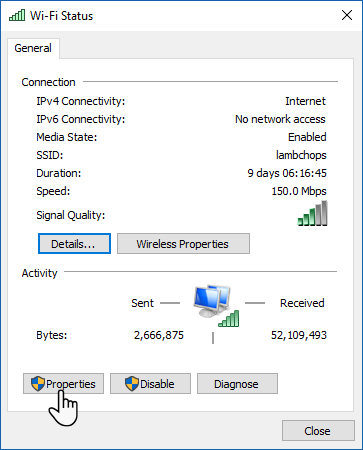 Comment désactiver le Wi-Fi lors de la connexion Ethernet dans Windows 10 État WiFi 1