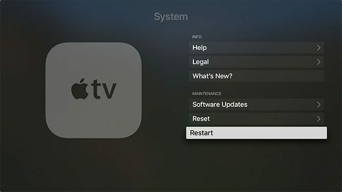 Redémarrez Apple TV