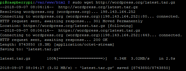 Téléchargez WordPress avec wget