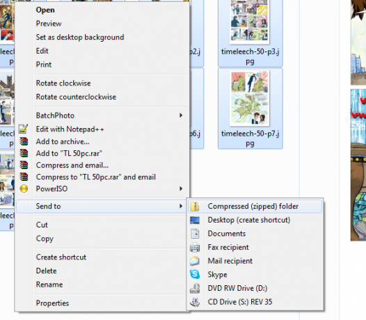 Création d'un fichier ZIP dans Windows 7