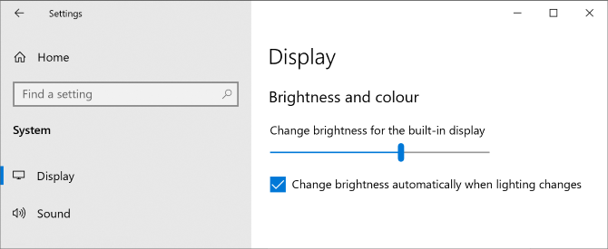 Ajuster la luminosité dans les paramètres de Windows 10