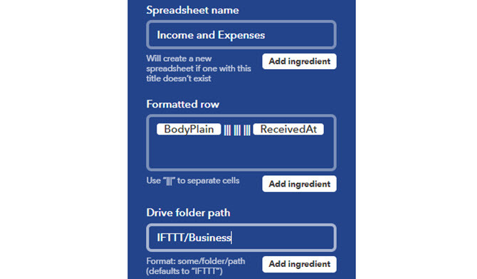 ifttt nouvelle ligne détails