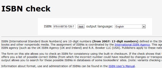 vérifier le numéro isbn