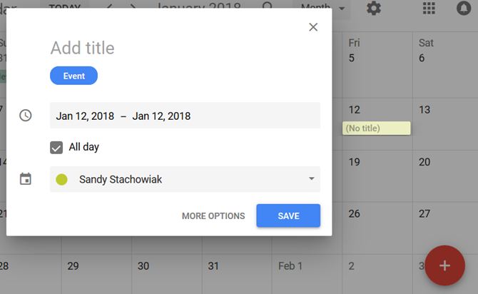 journal personnel google calendar