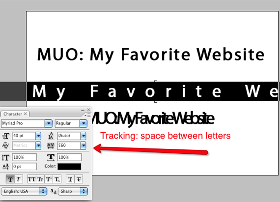 Comment utiliser le panneau de caractères dans Photoshop trackingbetweenletters
