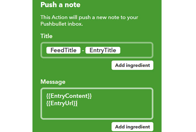 IFTTT RSS et l'applet Pushbullet