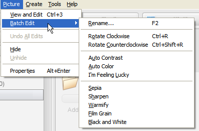 Picasa - Modifier des photos par lots