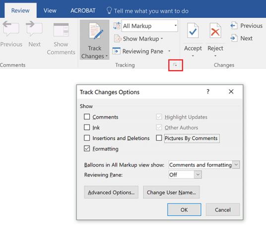 Comment filtrer et appliquer les modifications suivies dans les options de modification du suivi de Microsoft Word