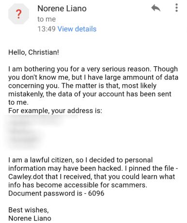 Ne vous laissez pas berner par cette nouvelle arnaque "utile" par e-mail muo new email scam msg