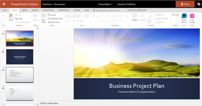 comparaison powerpoint en ligne vs PowerPoint 2016