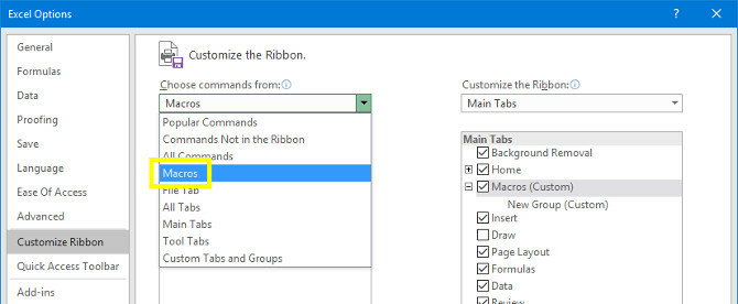 excel choisir des commandes