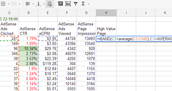 exemples de formule de feuille de calcul google