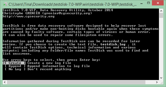 Ceci est une capture d'écran de l'un des meilleurs programmes Windows appelé TestDisk