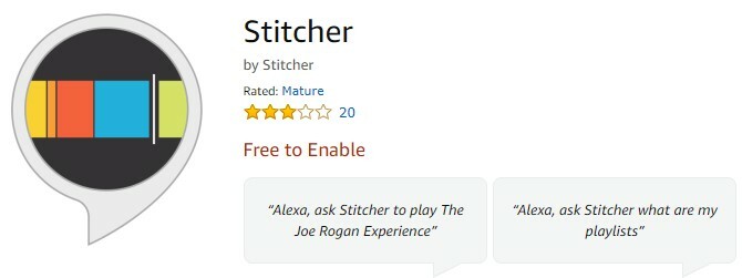 Stitcher pour les podcasts d'écho d'Amazon