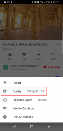 Google lance le déploiement HDR YouTube majeur pour l'application mobile Android YouTube App 1080pHDR