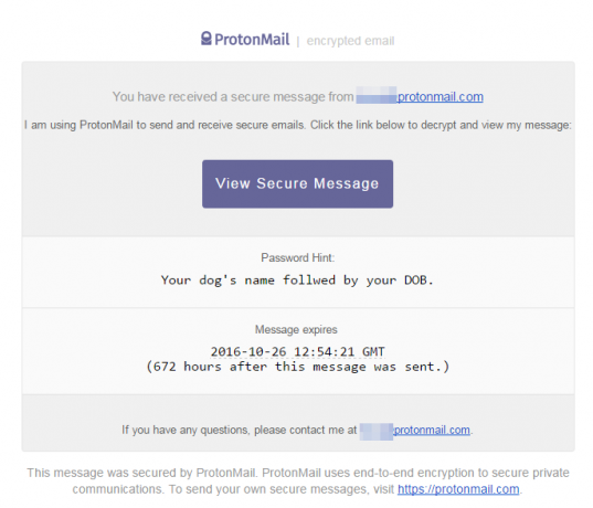 Message crypté ProtonMail envoyé