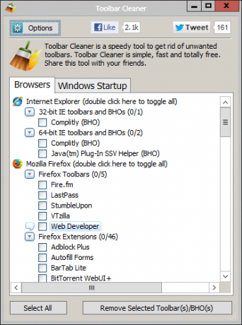 examen du nettoyeur de barre d'outils