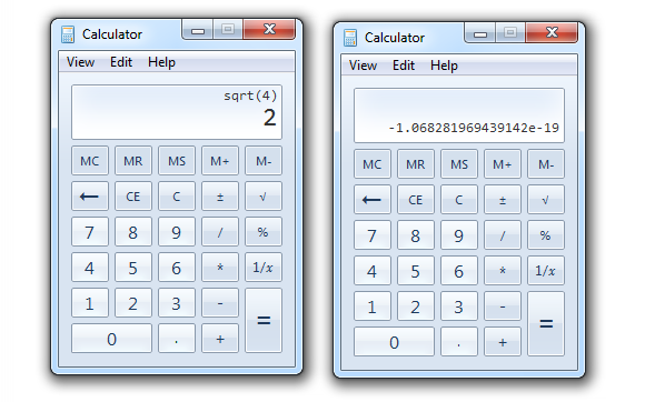 Erreur d'arrondi de la calculatrice Windows