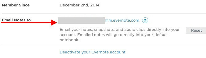 Envoyer des notes par e-mail à Evernote