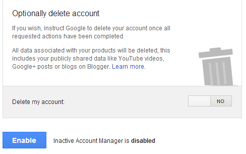 gestionnaire de compte inactif google