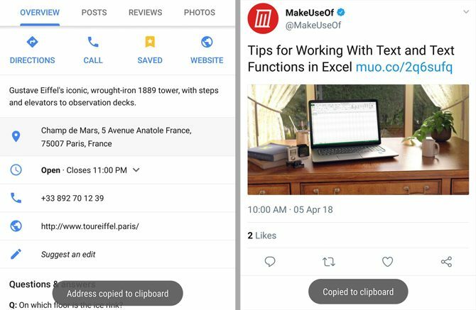 copier et coller sur Android - Google Maps et Twitter Copier du texte