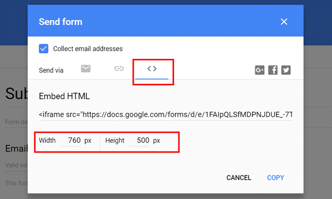 Google Sheets, formulaire de contact