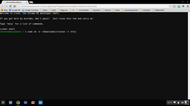 Commande ChromeOS-shell-linux-crouton
