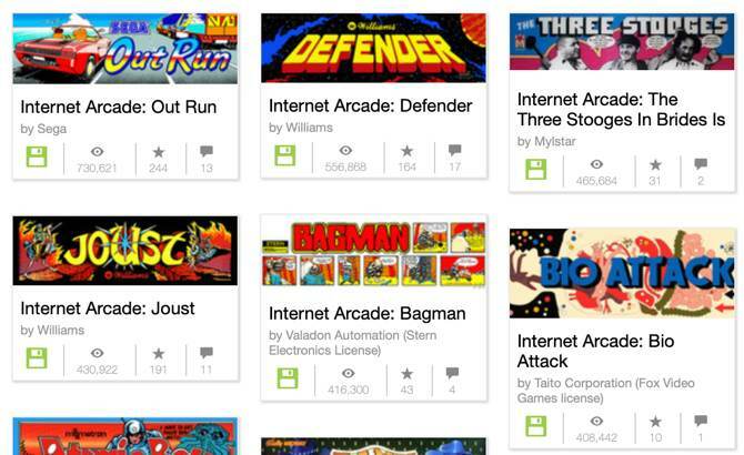 L'arcade Internet sur les archives Internet