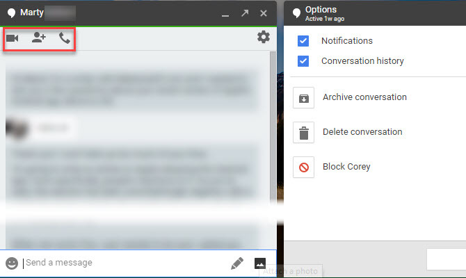 comment utiliser Google Hangouts - Options de chat