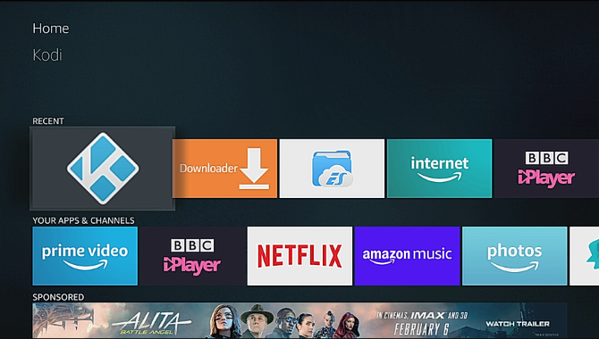 Kodi installé sur l'Amazon Fire Stick