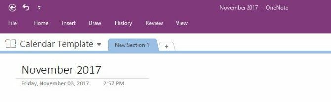 créer un modèle de calendrier onenote