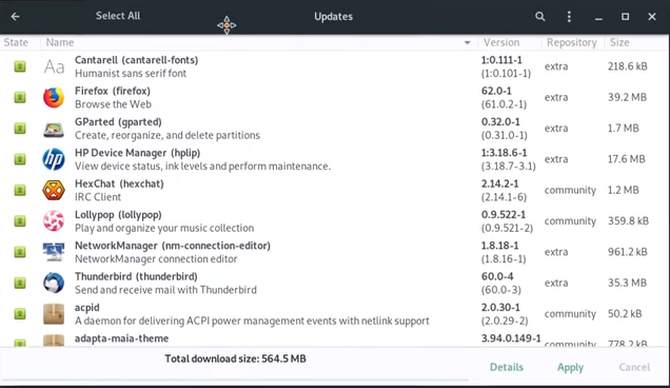 mises à jour manjaro