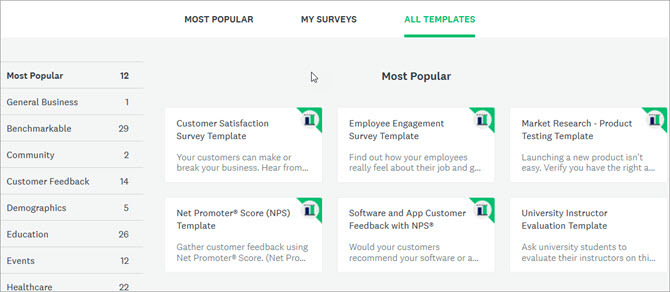 Modèles SurveyMonkey