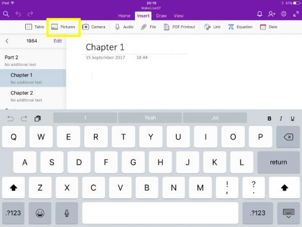 cahier onenote