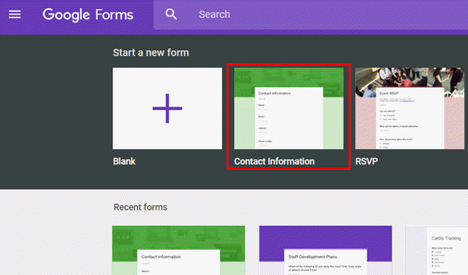 Google Sheets, formulaire de contact