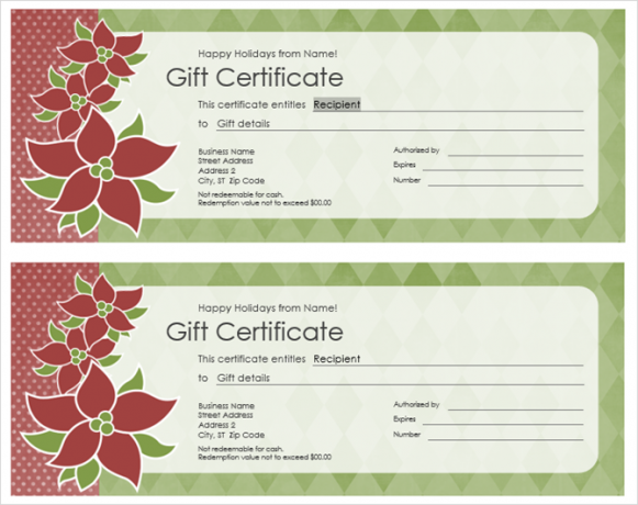 modèles de certificats-cadeaux microsoft office poinsettia