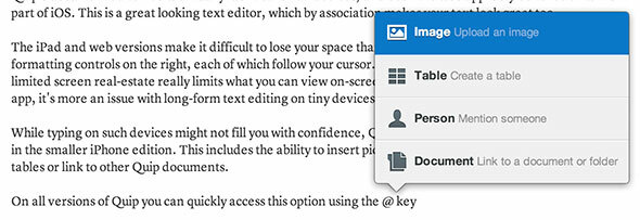 Quip: Un traitement de texte collaboratif, Mobile-First pour iOS et clé d'insertion Web