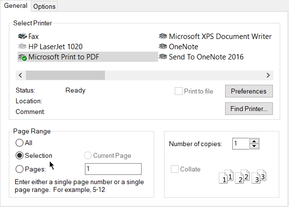 Imprimer une sélection à partir d'un e-mail dans Microsoft Outlook