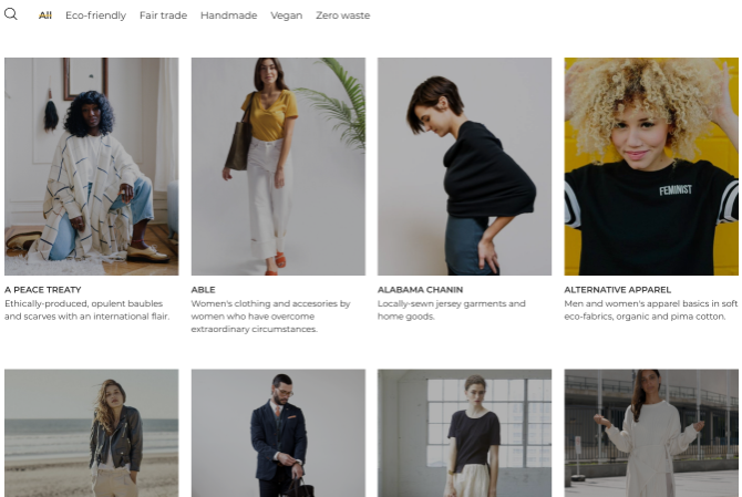 Eticaly héberge un catalogue de marques de mode respectueuses de l'environnement, végétaliennes, faites à la main, équitables et zéro déchet