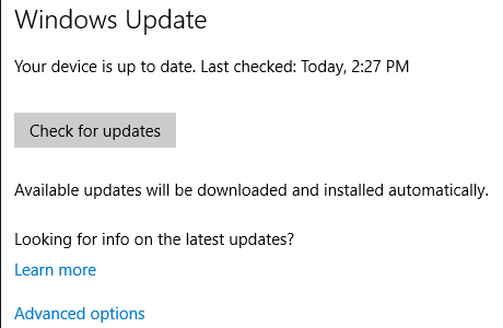 Windows 10 Windows Update Vérifier les mises à jour