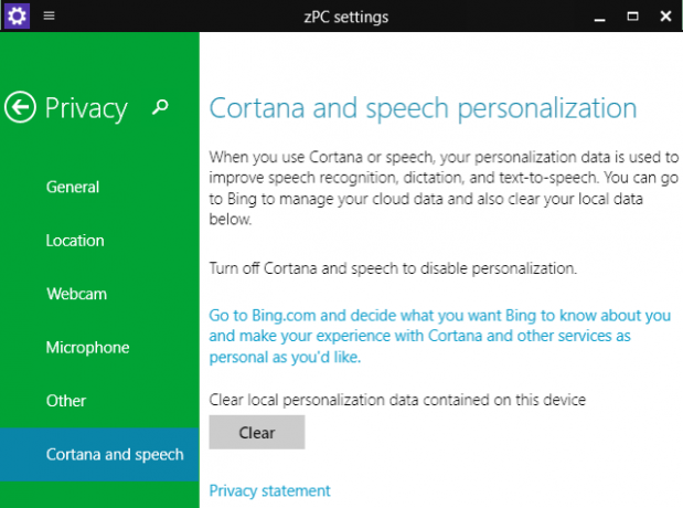 Confidentialité de Cortana