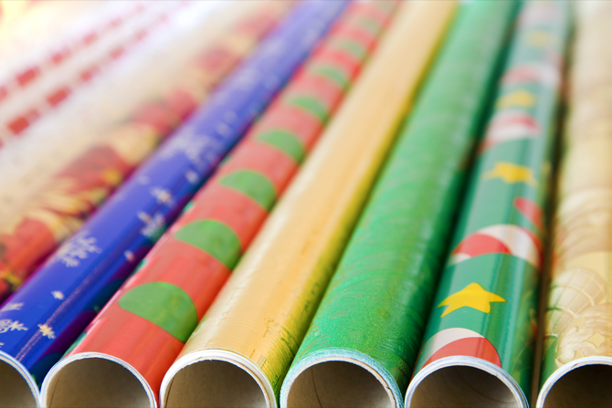 Rouleaux de papier d'emballage de Noël